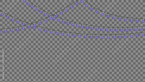 Festive purple string lights create a celebratory mood, perfect for parties, holidays, or adding a touch of whimsy to your designs, fun vibrant elements