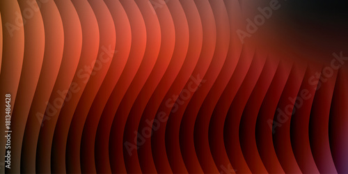 Neon ribbed fractal glass 3d background. Holographic vertical stripe pattern with vibrant purple blue yellow gradient. Abstract black bg, iridescent texture lines in radiant colors. 3D illustration