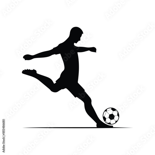 Soccer Penalty Kick vector silhouette outline logo design concept illustration