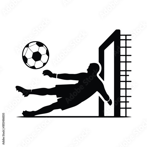 Soccer Penalty Kick vector silhouette outline logo design concept illustration