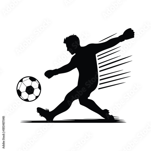 Soccer Penalty Kick vector silhouette outline logo design concept illustration