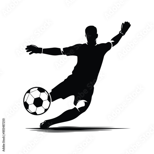 Soccer Penalty Kick vector silhouette outline logo design concept illustration