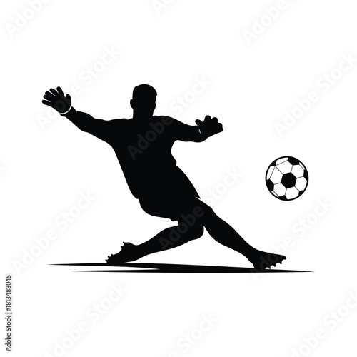 Soccer Penalty Kick vector silhouette outline logo design concept illustration