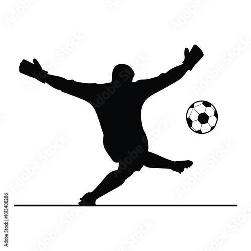 Soccer Penalty Kick vector silhouette outline logo design concept illustration