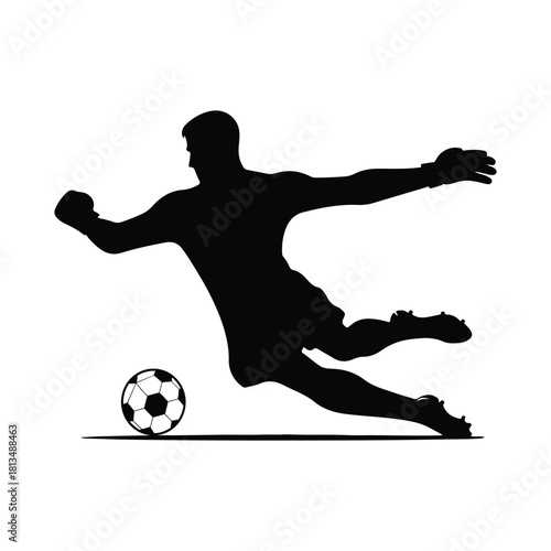 Soccer Penalty Kick vector silhouette outline logo design concept illustration