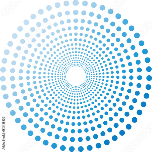 Blue gradient halftone tech dot circular
