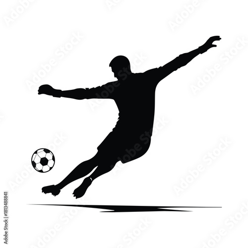 Soccer Penalty Kick vector silhouette outline logo design concept illustration