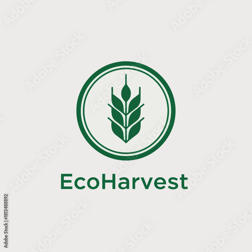 EcoHarvest Logo with Wheat Symbol and Text.