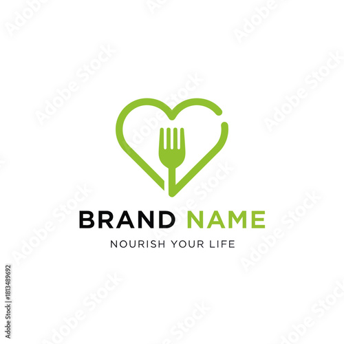 Heart and Fork Logo for Healthy Eating and Nutrition Brand.
