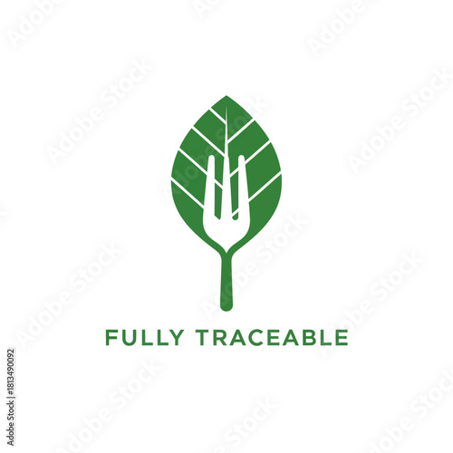 Green leaf fork logo representing fully traceable food products.
