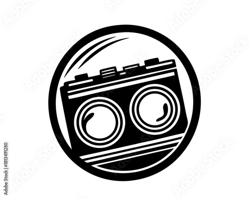 Vintage twin lens reflex camera photography logo in black and white