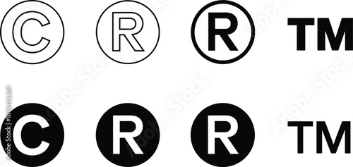 Copyright Trademark and Registered Symbols in Outline and Solid Fill untitled