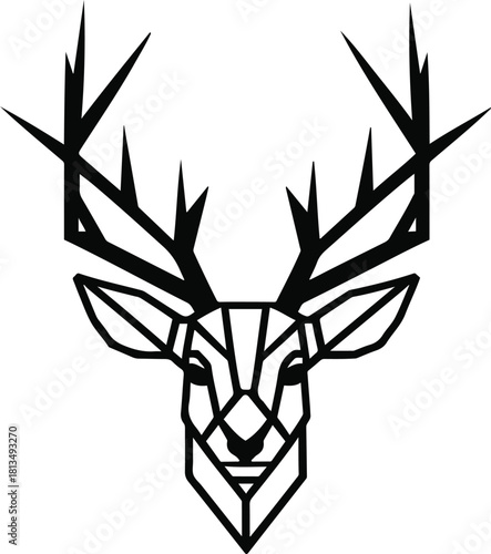 Minimal deer head with geometric antlers 2.