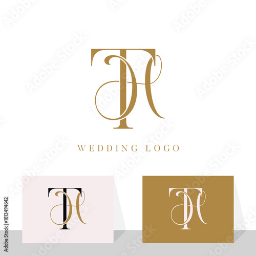 Initial HT TH letter wedding monogram logo
