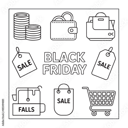 Black Friday icon sets with Black Friday elements.