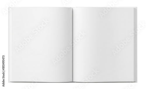 Blank open white paper notebook or magazine isolated on background mock up