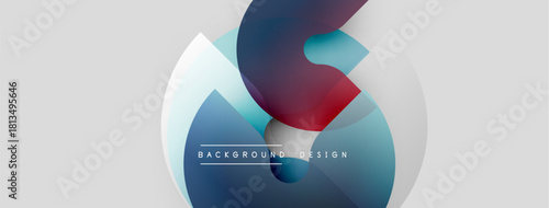 Abstract shapes overlap, creating dynamic visual effect. Colors blend smoothly, forming modern background design. Minimalist style.