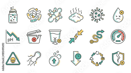 Visualizing Environmental Hazards and Risks: A Collection of Icon Designs for Pollution, Contamination, and Safety Awareness, ideal for educational and commercial purposes