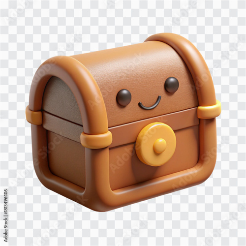 3D Cute Plush Treasure Chest Icon | Soft Toy Chest, Plush Loot & Adorable Reward Symbol