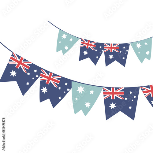 Bunting with australian flag. Decorative garland with national flag of australia. Vector.