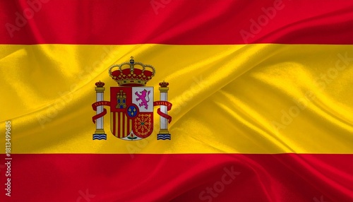 Wallpaper Mural Spanish flag with red-yellow-red horizontal stripes and coat of arms on yellow band. Torontodigital.ca