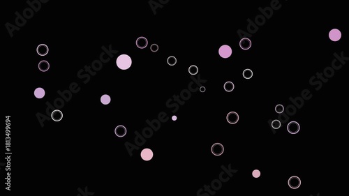 A captivating array of circles in varying sizes and shades of purple, creating a mesmerizing and abstract composition against a stark black backdrop