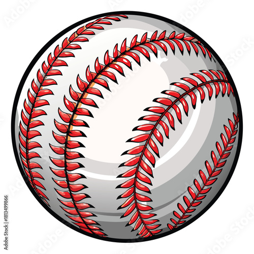 Baseball illustration with red stitching