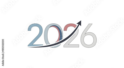 2026 projected growth with upward arrow showing positive trend and business success, forecasting a promising year in business and finance, future vision