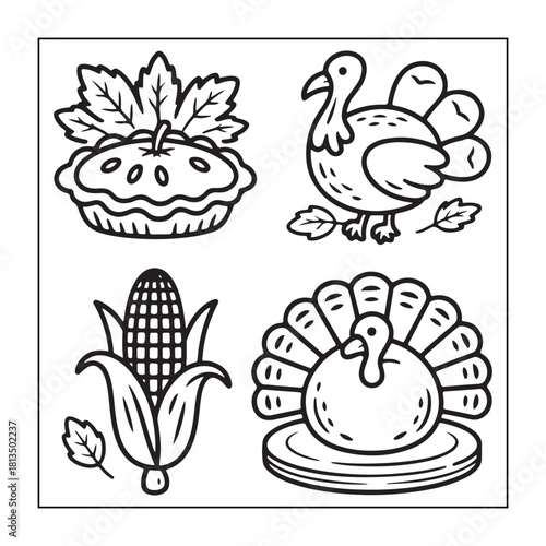 Thanksgiving icon sets with Thanksgiving elements.