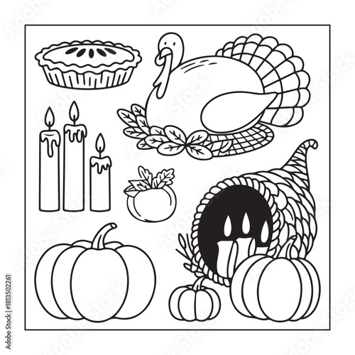 Thanksgiving icon sets with Thanksgiving elements.