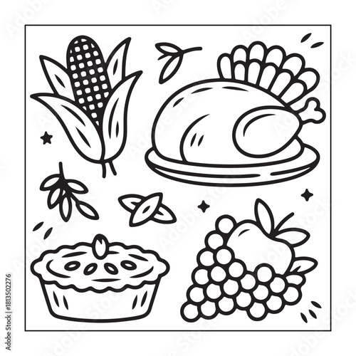 Thanksgiving icon sets with Thanksgiving elements.