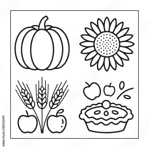 Thanksgiving icon sets with Thanksgiving elements.