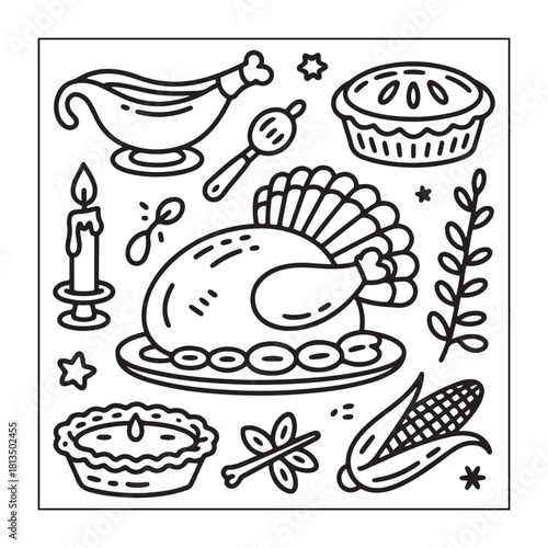 Thanksgiving icon sets with Thanksgiving elements.