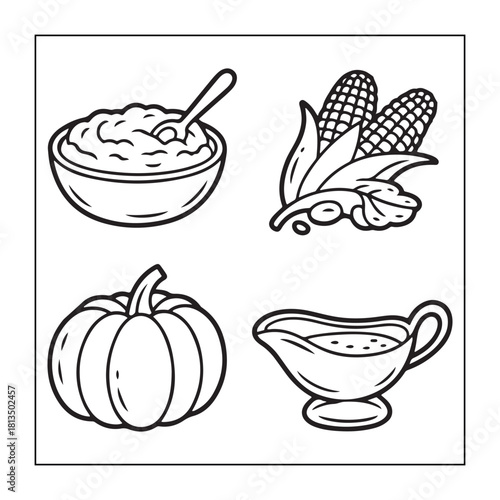 Thanksgiving icon sets with Thanksgiving elements.