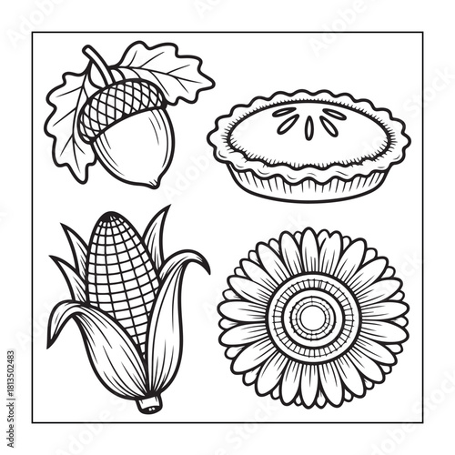 Thanksgiving icon sets with Thanksgiving elements.