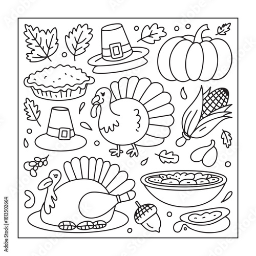 Thanksgiving icon sets with Thanksgiving elements.