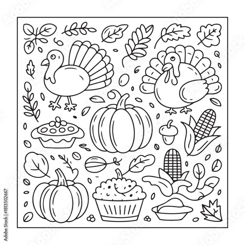 Thanksgiving icon sets with Thanksgiving elements.