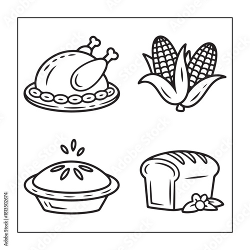 Thanksgiving icon sets with Thanksgiving elements.