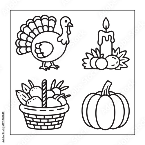 Thanksgiving icon sets with Thanksgiving elements.