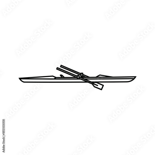 Rowing boat isolated on for water sport and competition