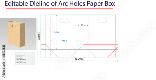 Editable Dieline of Arc Holes Paper Box template packaging