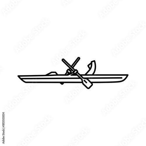 Kayak with paddle icon isolated on for summer activity