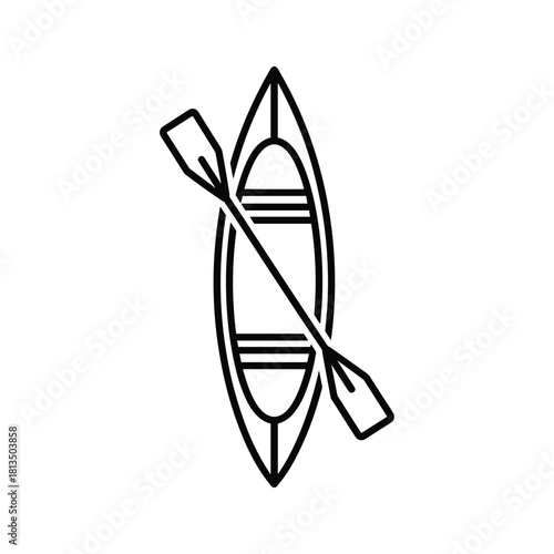 Canoe with paddle icon isolated on for summer activity
