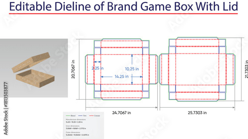 Editable Dieline of Brand Game Box With Lid template