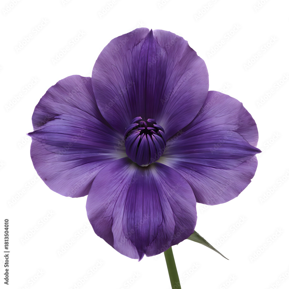 Naklejka premium Isolated elegant flower in deep royal purple with realistic soft petals and subtle shadows, high detail on a transparent background