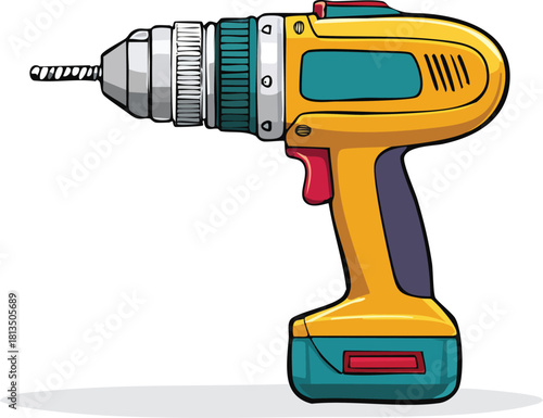 electric cordless drill isolated on white background