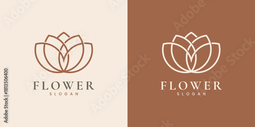 Elegant lotus flower logo design template