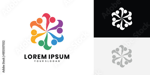 Abstract people collaboration logo vector