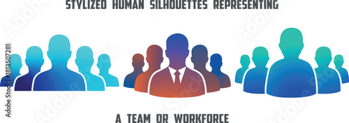 Diverse group of stylized human silhouettes representing a team or workforce