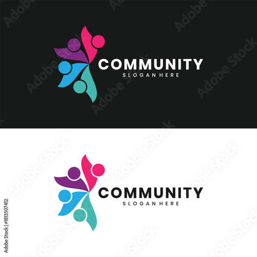 Colorful community people logo design